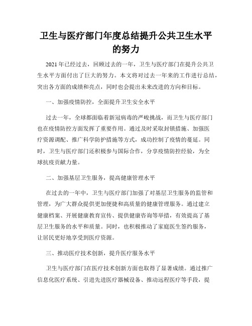 卫生与医疗部门年度总结提升公共卫生水平的努力