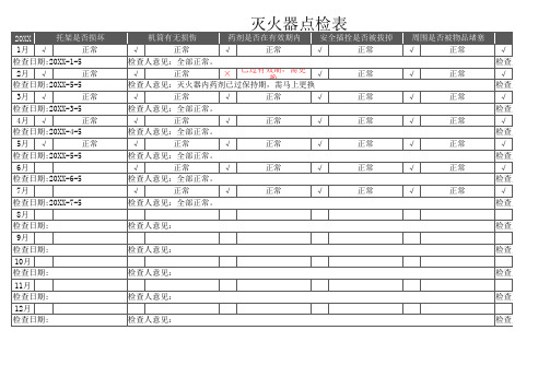 灭火器点检表Excel模板