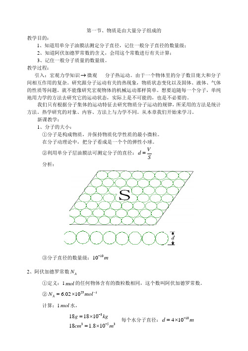 第1节、物质是由大量分子组成的