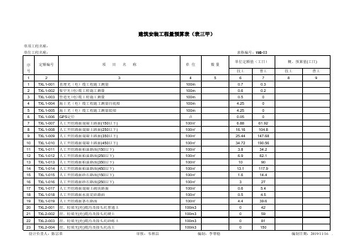 建筑安装工程预算表