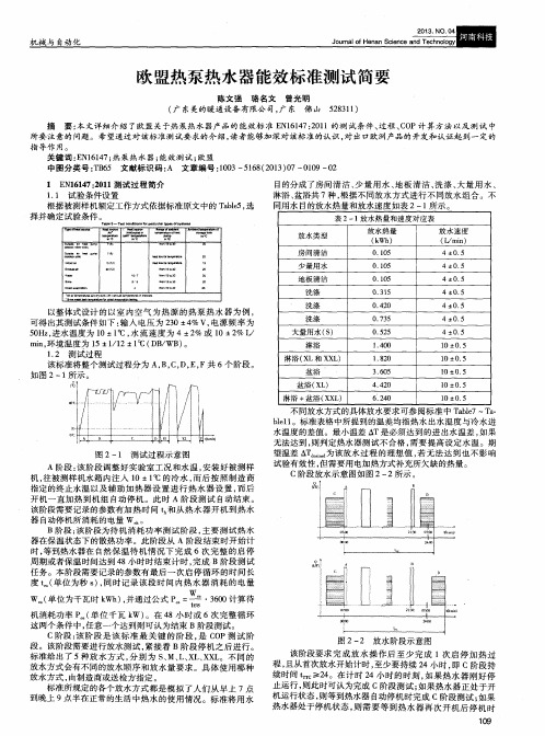 欧盟热泵热水器能效标准测试简要