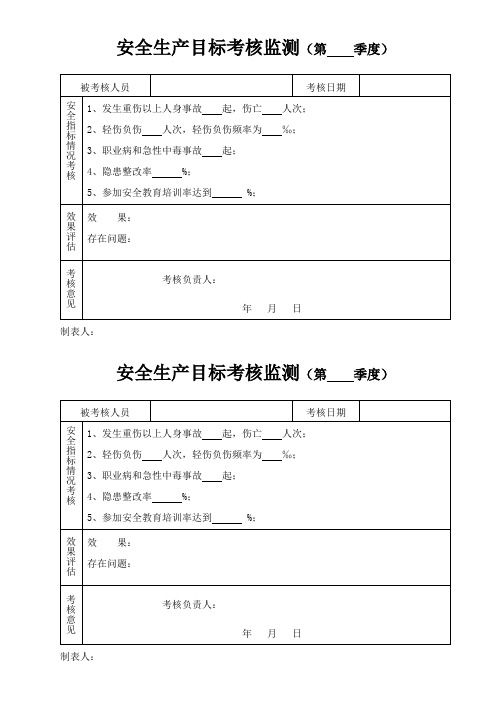 安全目标考核记录