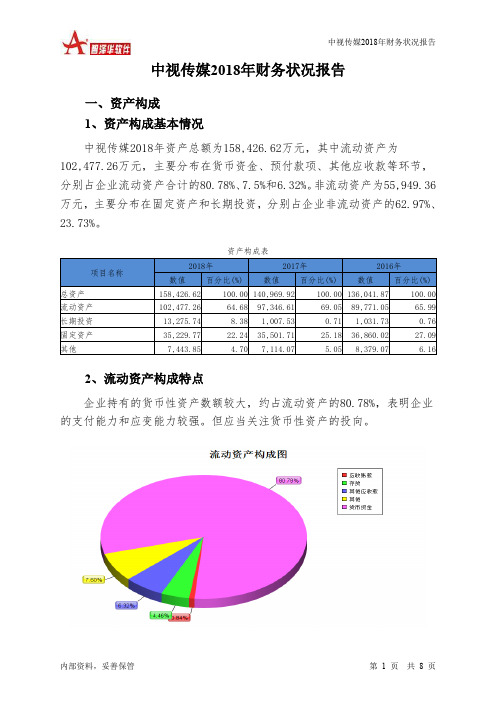 中视传媒2018年财务状况报告-智泽华