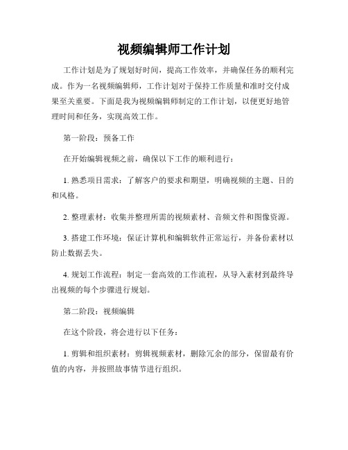 视频编辑师工作计划