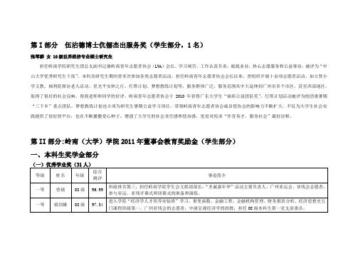 第I部分伍沾德博士伉俪杰出服务奖(学生部分,1名)