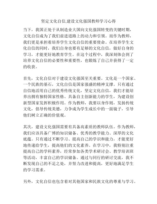 坚定文化自信,建设文化强国教师学习心得