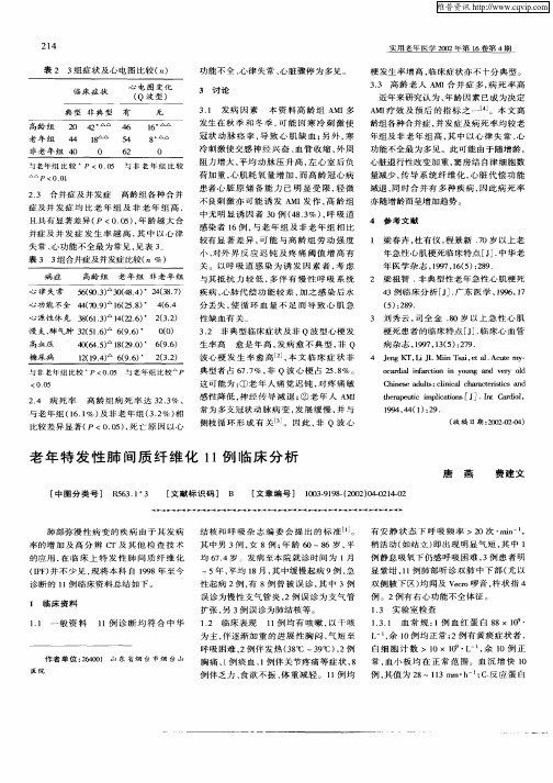 老年特发性肺间质纤维化11例临床分析