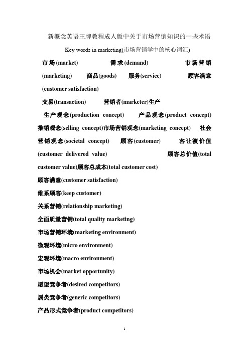 市场营销知识的一些术语