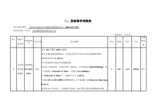 二、投标报价明细表