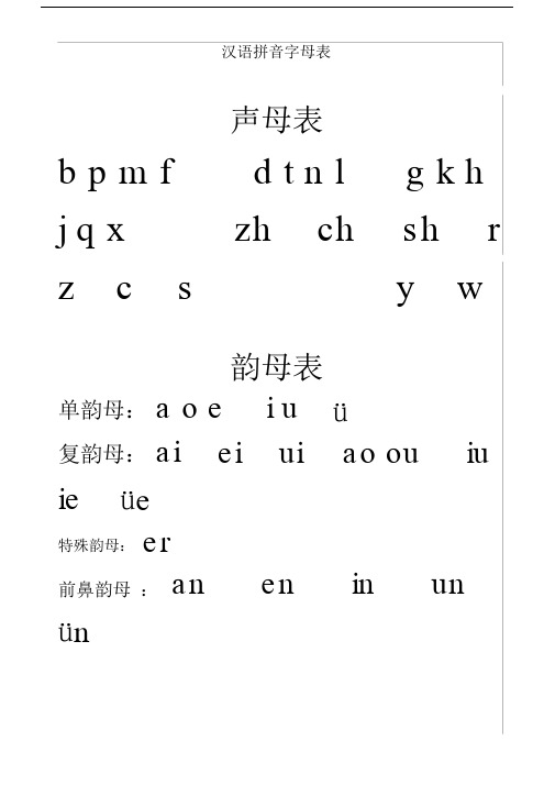 (完整word版)小学一年级汉语拼音字母表(详细).docx