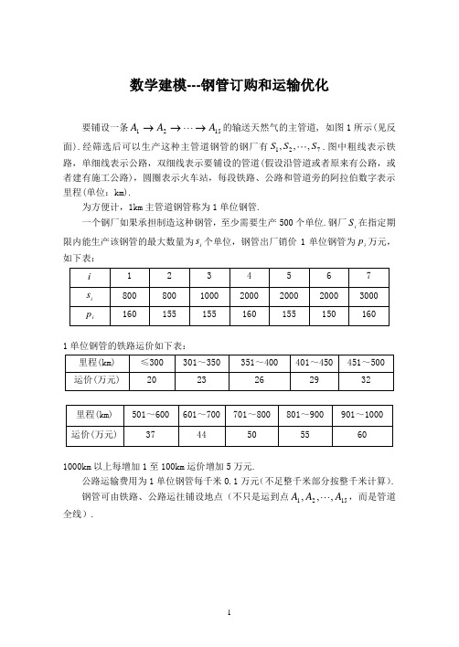 数学建模---钢管订购和运输优化