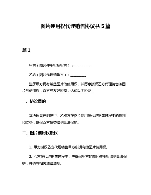 图片使用权代理销售协议书5篇