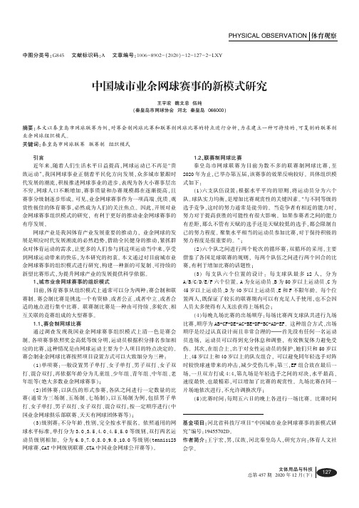 中国城市业余网球赛事的新模式研究