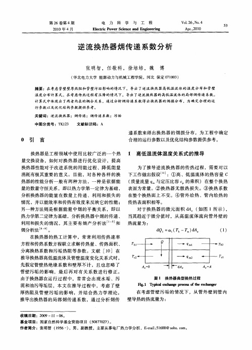 逆流换热器[火用]传递系数分析