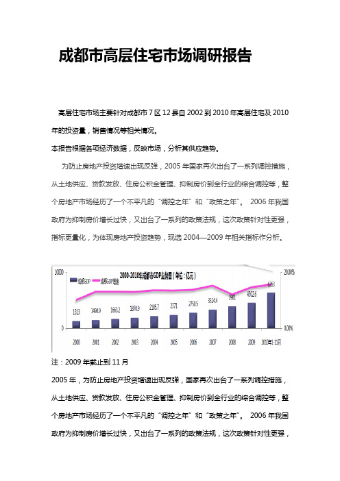 成都市高层住宅市场调研报告