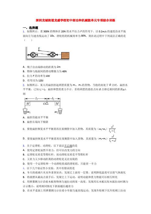 深圳龙城街道龙盛学校初中部功和机械能单元专项综合训练