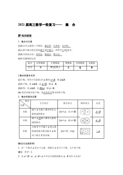 2021届高三数学一轮复习—— 集 合