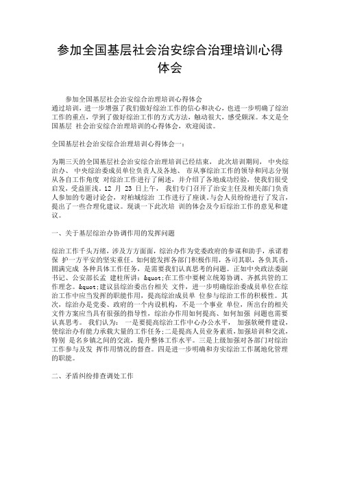 参加全国基层社会治安综合治理培训心得体会.doc