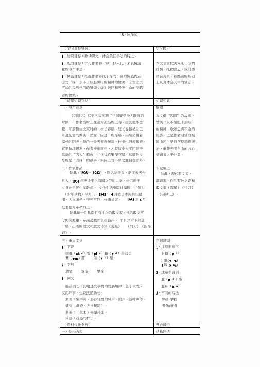 第2课囚绿记学案语文九级上