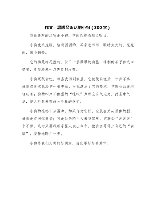 温顺又听话的小狗作文三百字