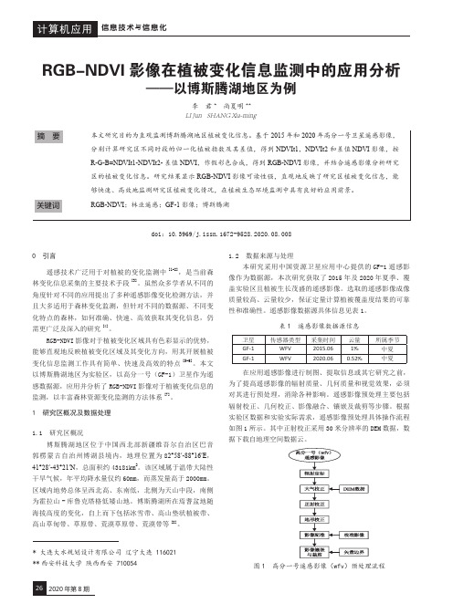 RGB-NDVI影像在植被变化信息监测中的应用分析——以博斯腾湖地区为例