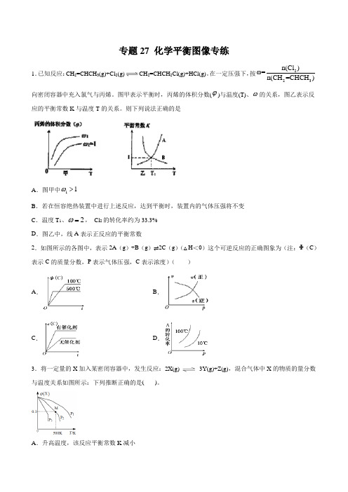 专题27 化学平衡图像专练(学生版)  备战2020高考化学必刷题集