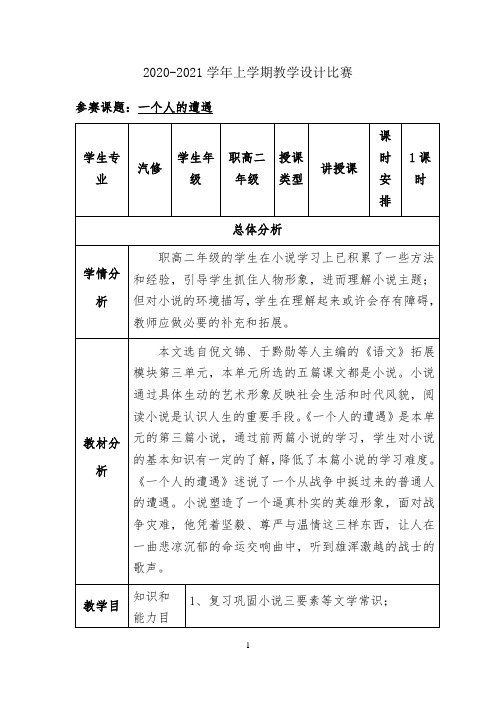 一个人的遭遇教学设计