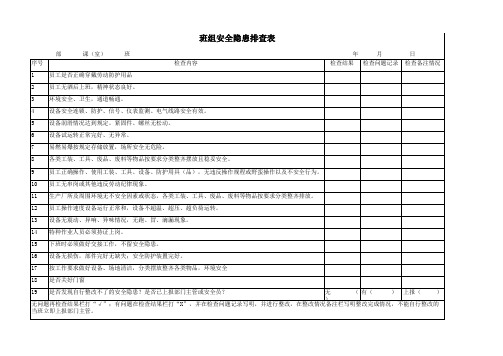 班组安全隐患排查表