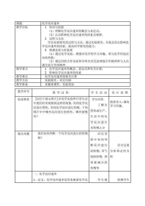 高中化学必修二教案-2.3化学反应的速率和限度20-人教版