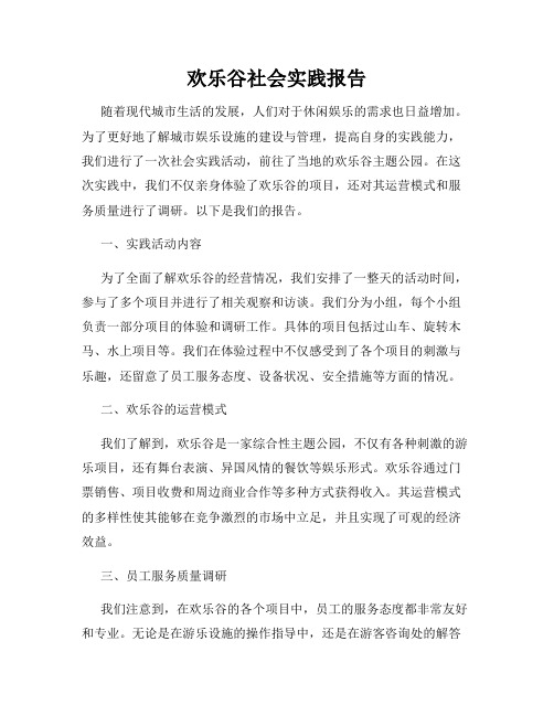 欢乐谷社会实践报告