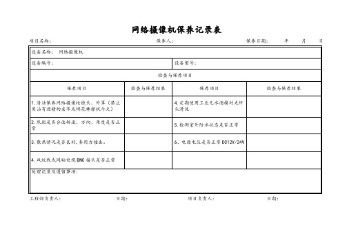 网络摄像机保养记录表