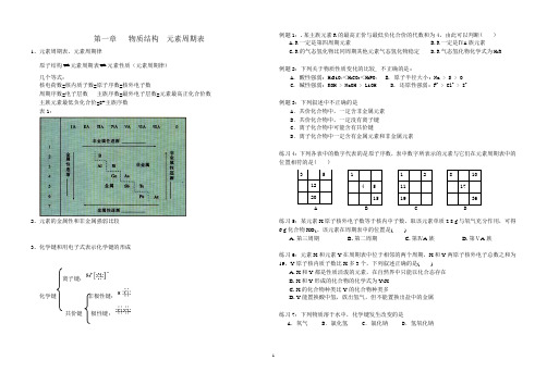 物质结构  元素周期表