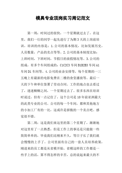 模具专业顶岗实习周记范文