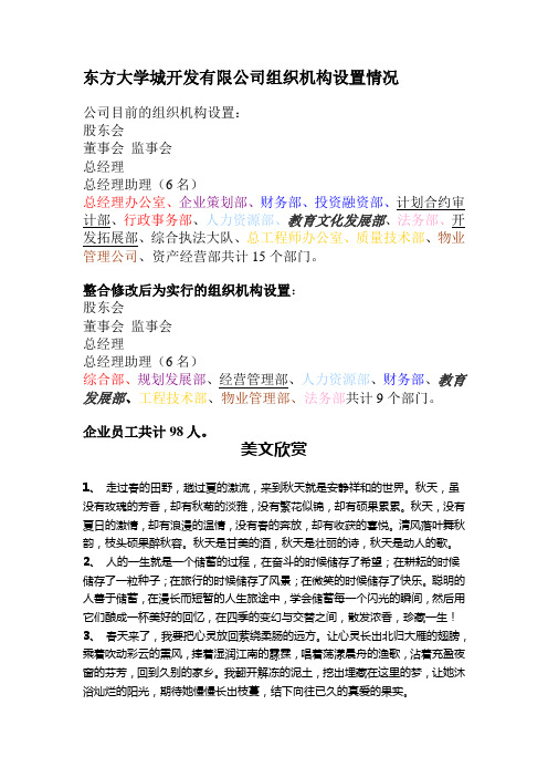 东方大学城开发有限公司组织机构设置情况.doc