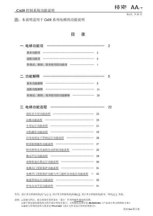 CA09控制系统功能说明