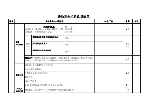 供货清单(样本)