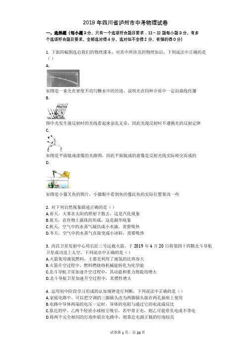 2019年四川省泸州市中考物理试卷