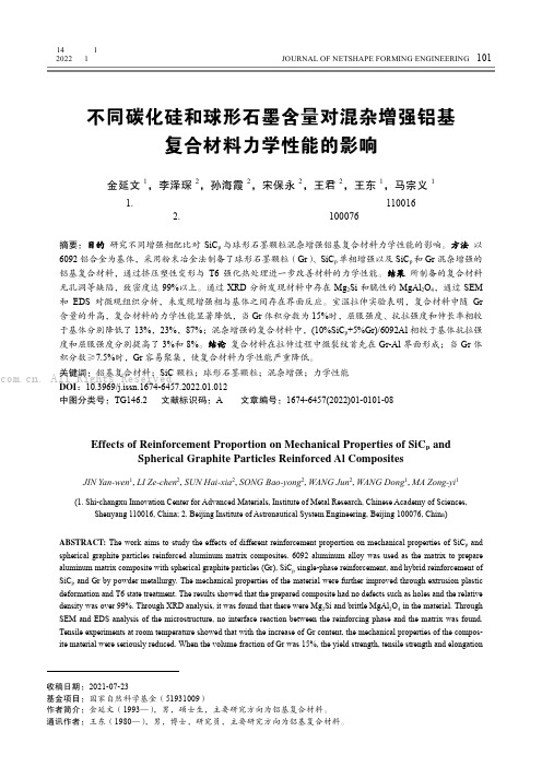 不同碳化硅和球形石墨含量对混杂增强铝基复合材料力学性能的影响