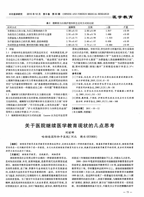关于医院继续医学教育现状的几点思考