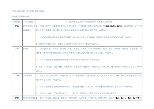 cqc产品单元划分细则(家用电器及类似用途设备)