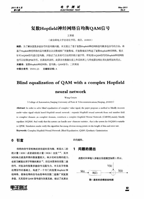 复数Hopfield神经网络盲均衡QAM信号