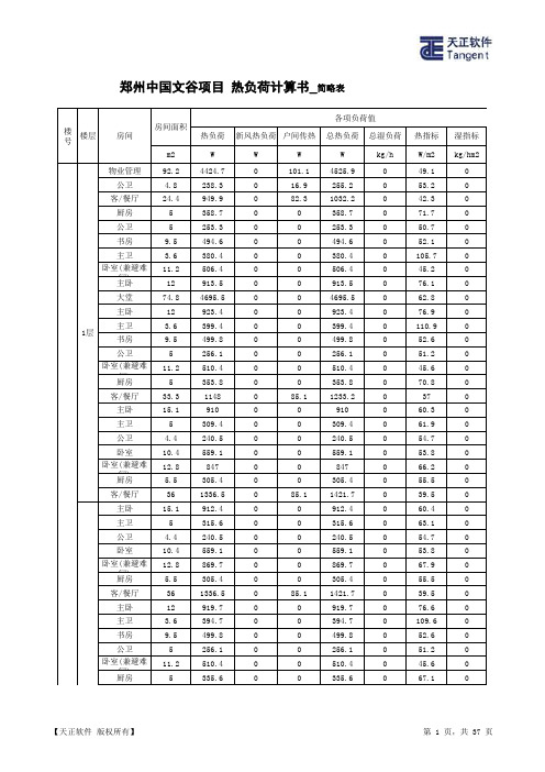 热负荷计算书示例