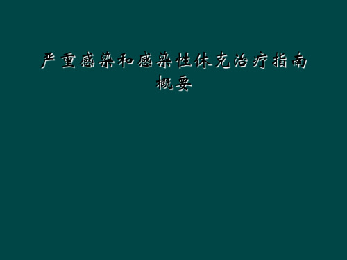 严重感染和感染性休克治疗指南概要