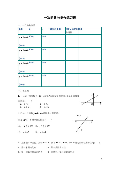 一次函数与集合练习题