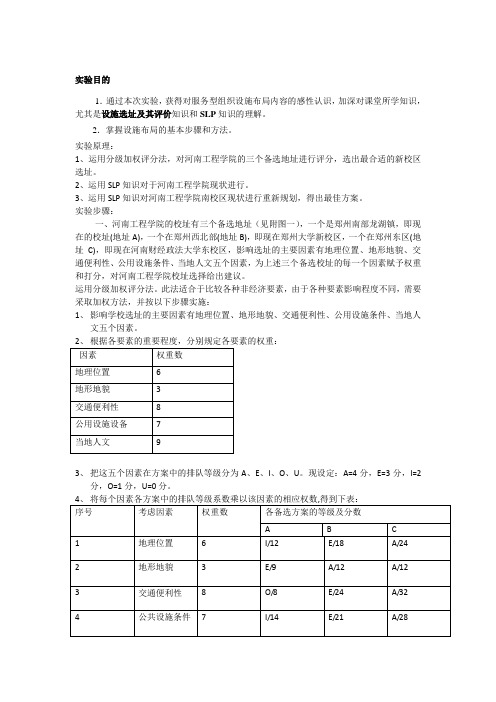 设施规划实习报告