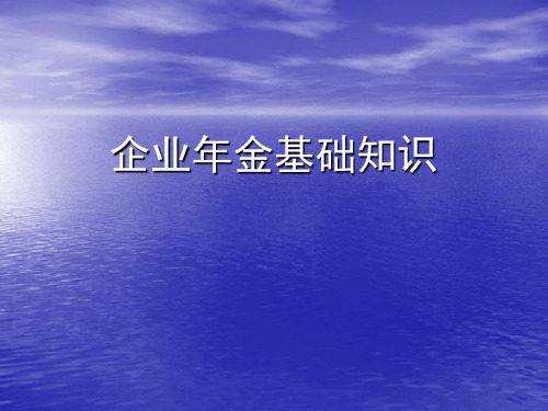 企业年金基础知识(培训讲座课件PPT)