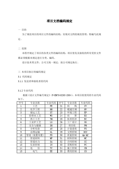 项目编码规定