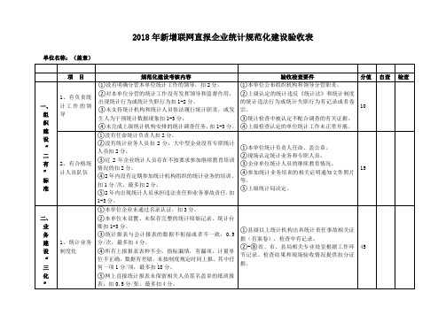 新增联网直报企业统计规范化建设验收表