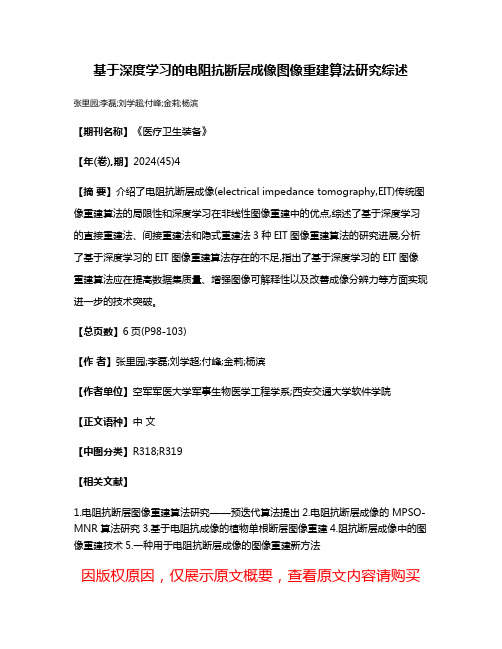 基于深度学习的电阻抗断层成像图像重建算法研究综述