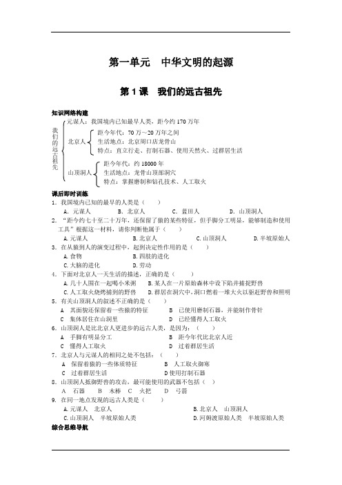 七年级上册历史学练案